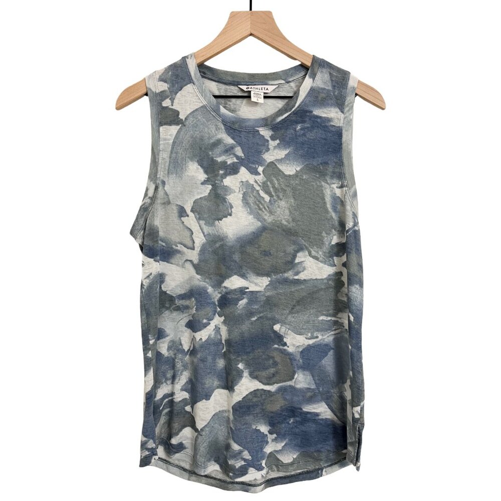 Athleta Blue & Green Brush Stroke Breezy Tank - Large